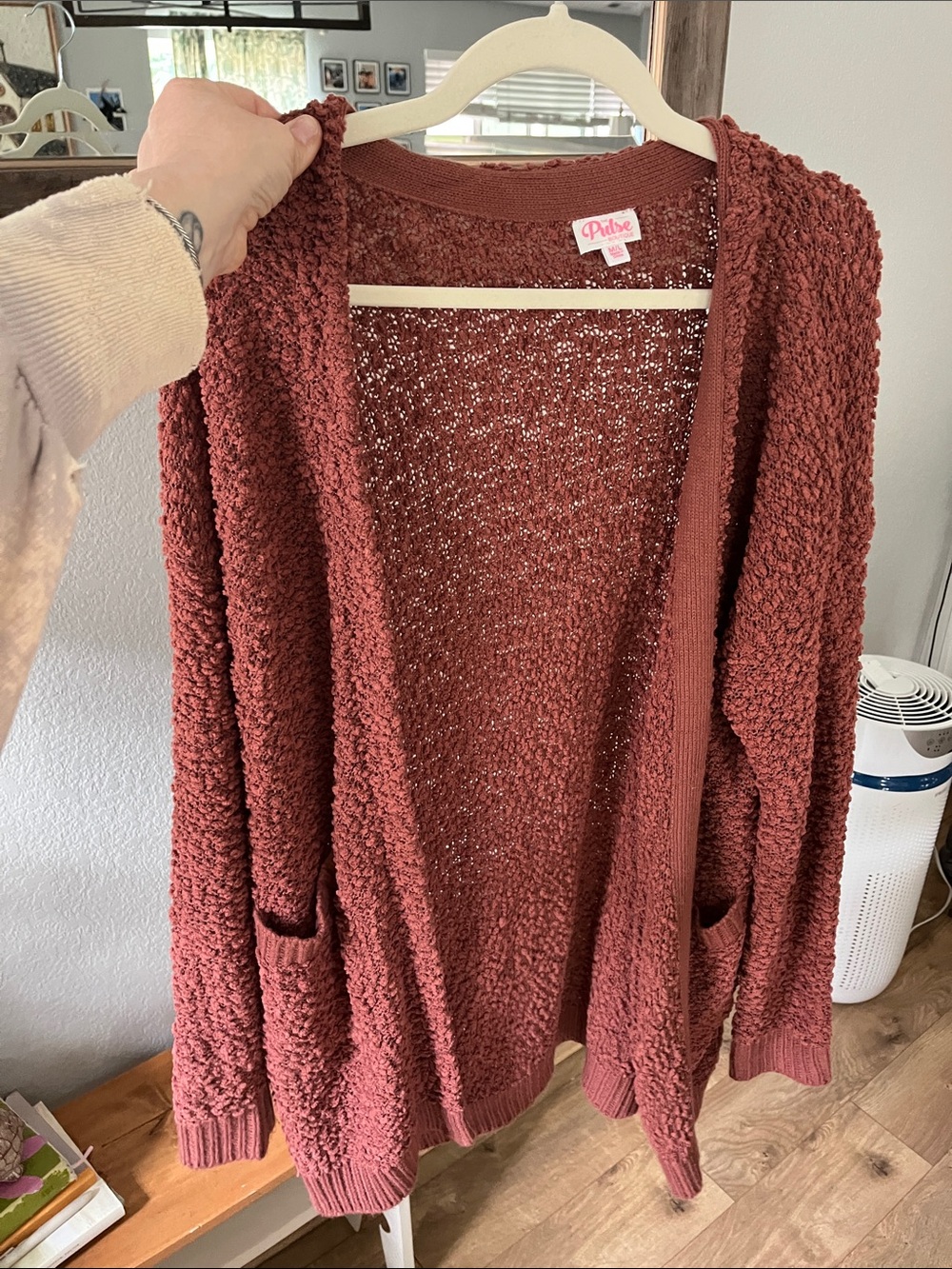 Pulse Open-Front Cardigan Sweater - Rust